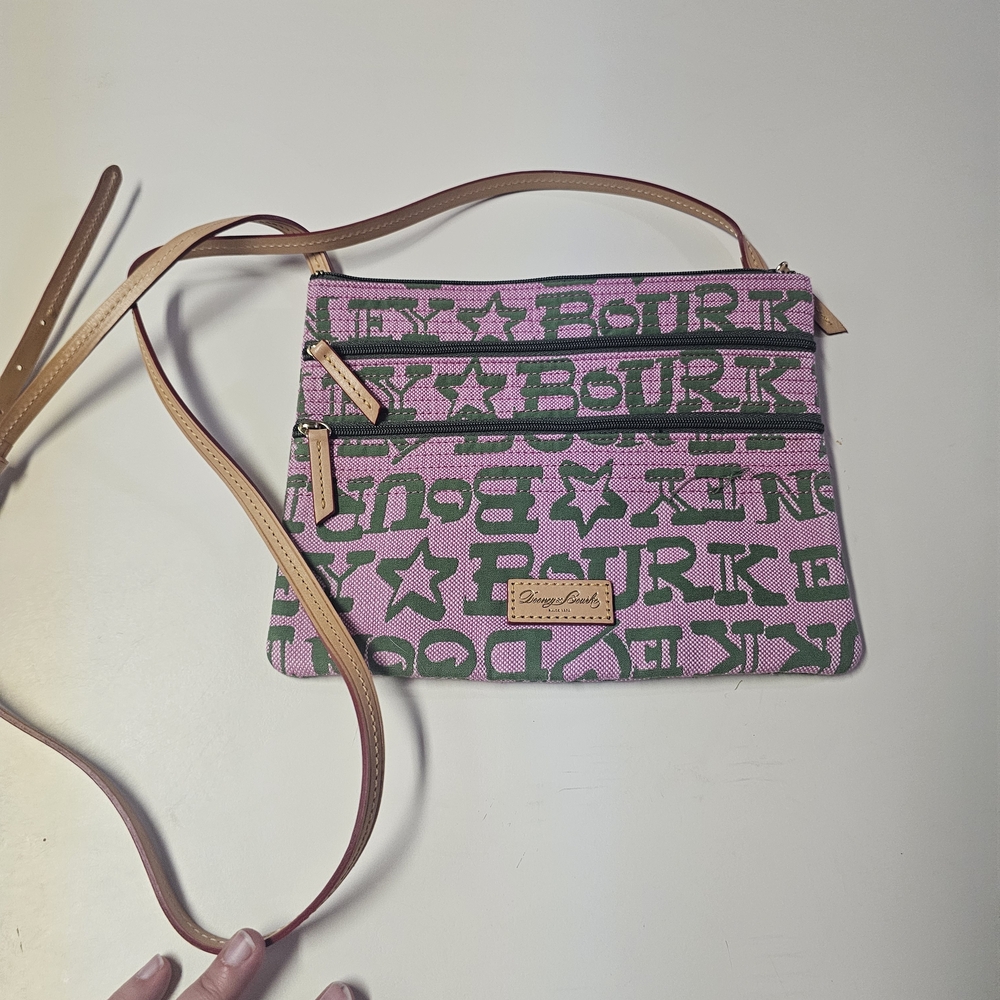 Dooney & Bourke Pink and Green Logo Crossbody Bag